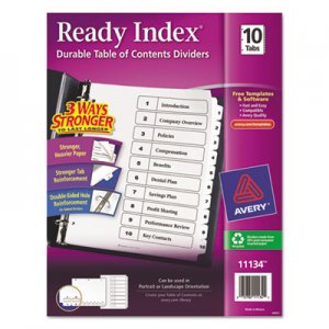 Avery 11134 Ready Index Customizable Table of Contents Black & White Dividers, 10-Tab, Ltr