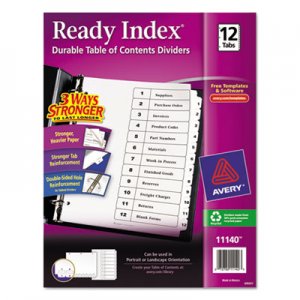 Avery 11140 Ready Index Customizable Table of Contents Black & White Dividers, 12-Tab, Ltr