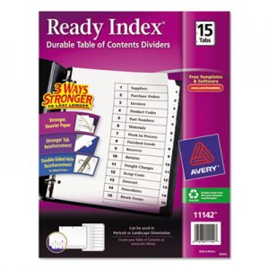 Avery 11142 Ready Index Customizable Table of Contents Black & White Dividers, 15-Tab, Ltr