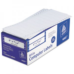 Avery 4065 Dot Matrix Mailing Labels, 1 Across, 15/16 x 4, White, 5000/Box
