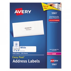 Avery 5161 Easy Peel Mailing Address Labels, Laser, 1 x 4, White, 2000/Box