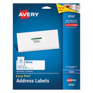 Avery 8162 Easy Peel Mailing Address Labels, Inkjet, 1 1/3 x 4, White, 350/Pack