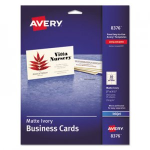 Avery 8376 Printable Microperf Business Cards, Inkjet, 2 x 3 1/2, Ivory, Matte, 250/Pack