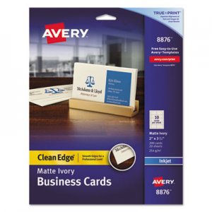 Avery 8876 Two-Side Printable Clean Edge Business Cards, Inkjet, 2 x 3 1/2, Ivory, 200/Pack