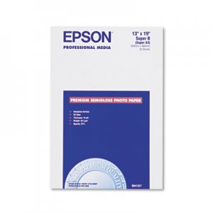 Epson S041327 Premium Photo Paper, 68 lbs., Semi-Gloss, 13 x 19, 20 Sheets/Pack